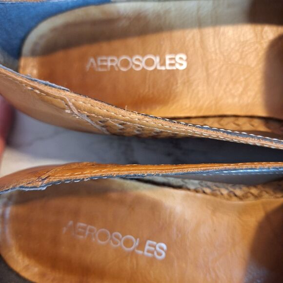 Aerosoles‎ Tobacco Leather Loafer Womens 9B Woven Slip On Low Heel Casual Work - Picture 14 of 15